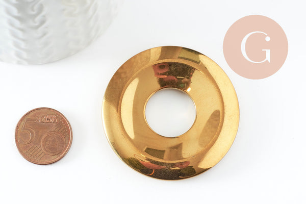 Pendentif donut hématite dorée non magnétique ,création bijoux pierre, x1 (G3680)