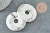 Pendentif donut howlite blanche marbrée,pendentif bijoux pierre, howlite naturelle,39-40mm, x1 (G4367)