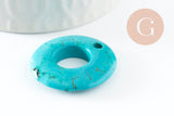 Pendentif donut howlite turquoise,pendentif bijoux pierre, howlite naturelle,30mm, x1 (G3982)