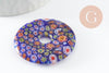 Pendentif donut millefiori murano multicolore 29-39mm x1 (G1451)