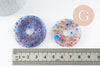 Pendentif donut millefiori murano multicolore 29-39mm x1 (G1451)