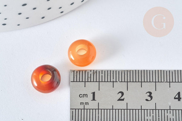 Pendentif donut perle rondelle cornaline création bijoux 10mm, création bijou pierre, x 2 (G7657)