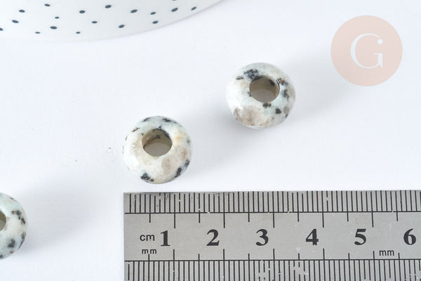 Pendentif donut perle rondelle jaspe sésame création bijoux 14mm, création bijoux pierre, x 2 (G7560)