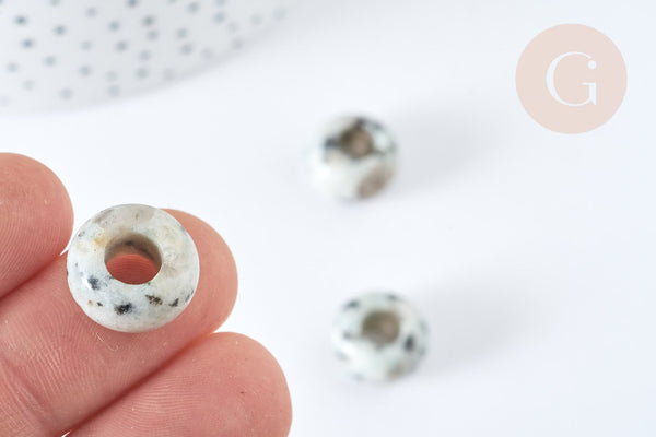 Pendentif donut perle rondelle jaspe sésame création bijoux 14mm, création bijoux pierre, x 2 (G7560)