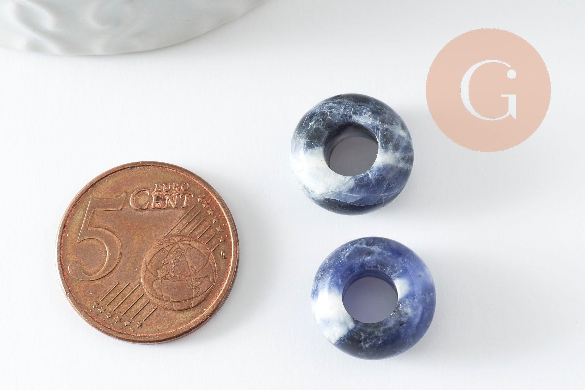 Pendentif donut sodalite,pendentif sodalite naturelle, pendentif pierre cercle,14mm, x2 (G3412)