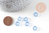 Pendentif donut verre bleu 10x3mm, x 10 (3.3g) (G3668)