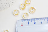 Pendentif donut verre transparent et feuille d'or, un pendentif rond verre pour vos créations de bijoux,15x3mm, x 10 (G3299)