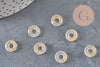 Colgante donut de cristal transparente y lámina de oro, un colgante redondo de cristal para tus creaciones de joyas, 15x3mm, x 10 (G3299)