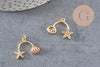 Pendentif double étoile de mer coquillage laiton doré zircon 17mm, pendentif or avec cristaux création de bijoux, x1 (G8695)