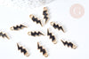 Pendentif éclair doré émaillé noir zamac doré 20mm,pendentif doré création bijoux, x 5 G8092