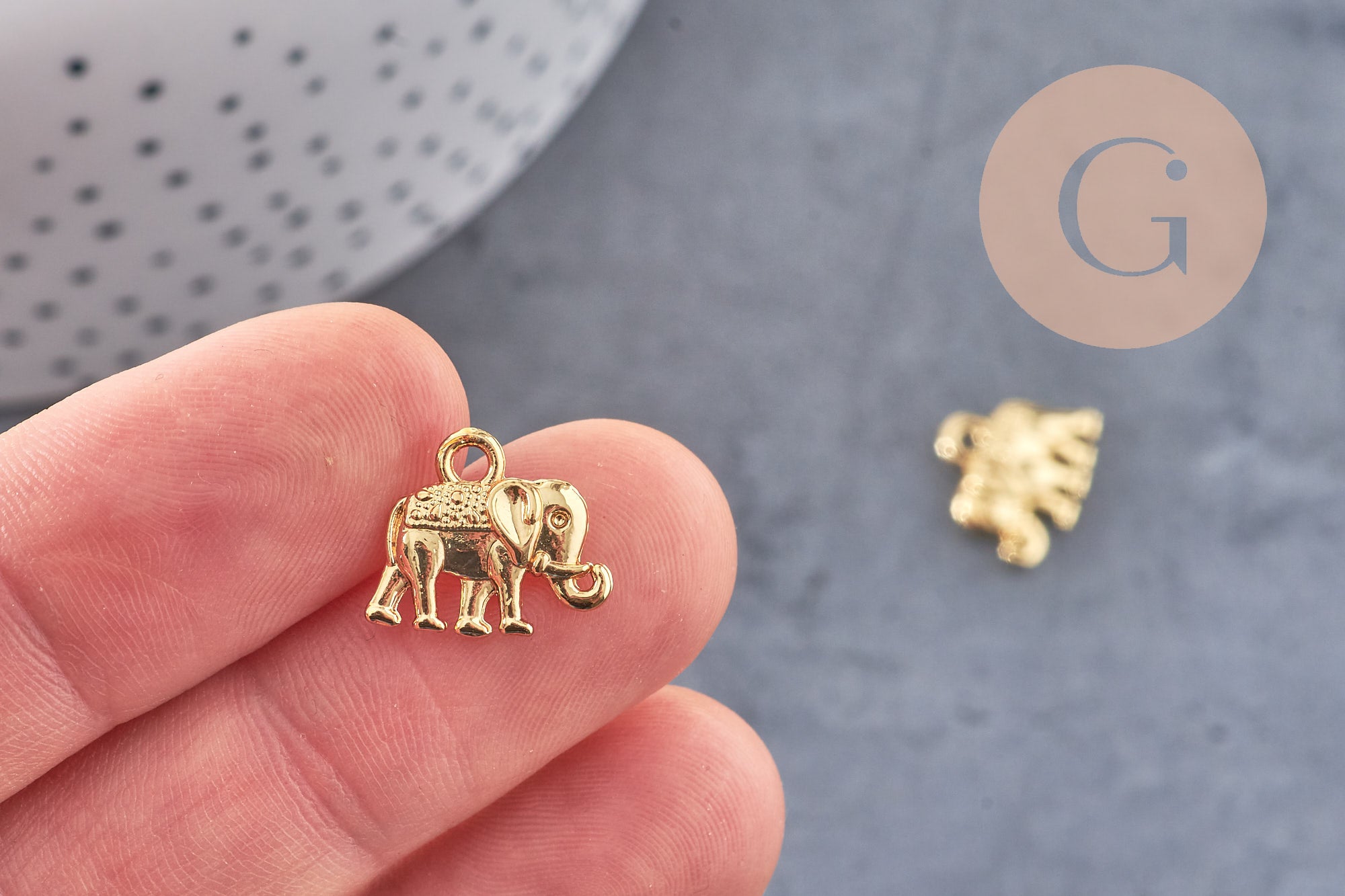 Pendentif éléphant zamac doré,fournitures créatives, sans nickel,perle géométrique,9.5mm, x2 G5871