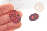 Pendentif en acétate résine rouge et noire 20mm, création de bijoux en résine et plastique, x2 (G6872)