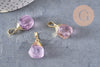 Pendentif en forme de goutte en améthyste naturelle à facettes dorées 19-21mm, pierre, x1 G5888