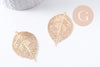 Pendentif estampe filigrane feuille laiton doré 42.5mm, x2 (G10350)