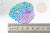 Pendentif estampe filigrane feuille monsterosa acier inoxydable multicolore 50x45mm,x2 (G4114)