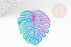 Pendentif estampe filigrane feuille monsterosa acier inoxydable multicolore 50x45mm,x2 (G4114)