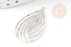 Pendentif estampe filigrane goutte acier inoxydable 304 argent texturé 32x18mm, Pendentif très fin et léger x2 (G4113)