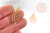 Pendentif estampe filigrane goutte acier inoxydable 304 doré texturé 32x18mm, x2 (G9201)