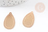 Pendentif estampe filigrane goutte géométrique laiton doré 26mm, Pendentif très fin et léger pour création de bijoux DIY x2 (G9203)