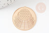 Pendentif estampe filigrane rond dentelle géométrique laiton doré 31mm, Pendentif très fin et léger pour création de bijoux, x2 G9278
