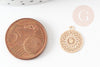 Pendentif estampe filigrane rond fleur dentelle laiton doré clair 14mm, Pendentif léger pour création bijoux or, x2 (G9290)