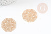 Pendentif estampe filigrane rond fleur laiton doré 30mm, Pendentif très fin et léger pour création de bijoux DIY x2 G9205