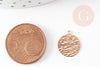 Pendentif estampe filigrane rond motif vagues laiton doré clair 14mm, Pendentif léger pour création bijoux or, x2 (G9293)