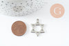 Pendentif étoile David acier 304 inoxydable argent 25mm, x1 (G9824)