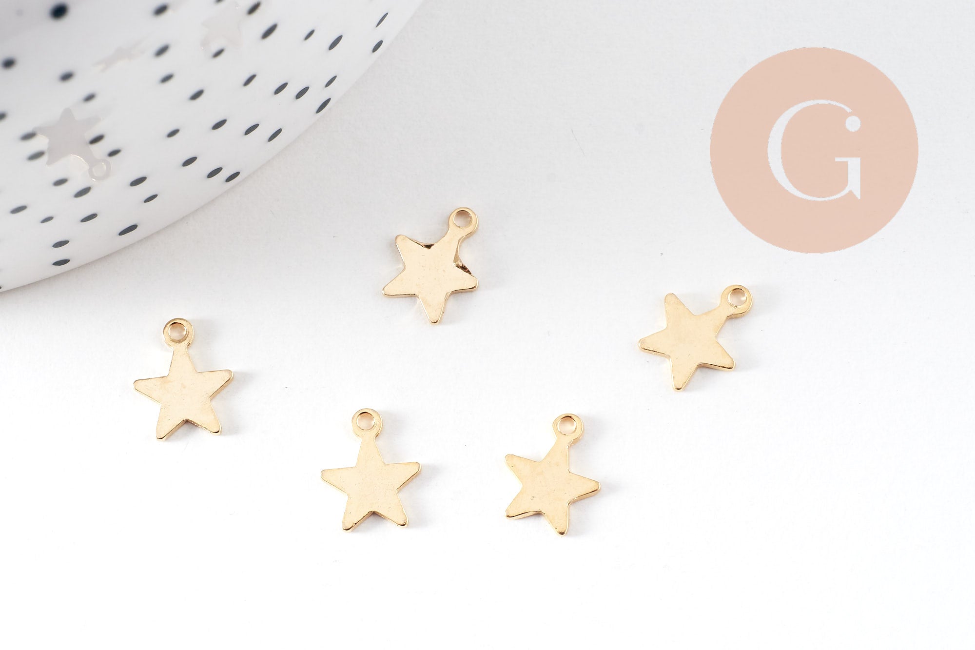 Pendentif étoile acier 304 inoxydable dore 10mm,breloque acier sans nickel pour création bijoux, x5 G3246
