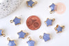 Pendentif étoile agate naturelle bleu fer doré 17mm, x1 (G5634)