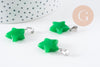 Pendentif étoile jade naturel vert acier inoxydable platine 22mm, x1 (G10072)