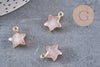 Pendentif étoile jade rose facette,pendentif bijoux, jade naturel, pendentif étoile pierre,17mm, x1 (G3948)