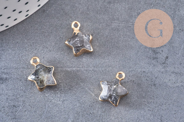 Pendentif étoile labradorite facettes, pendentif pierre, labradorite naturelle, pendentif étoile,17mm, x1 (G3944)