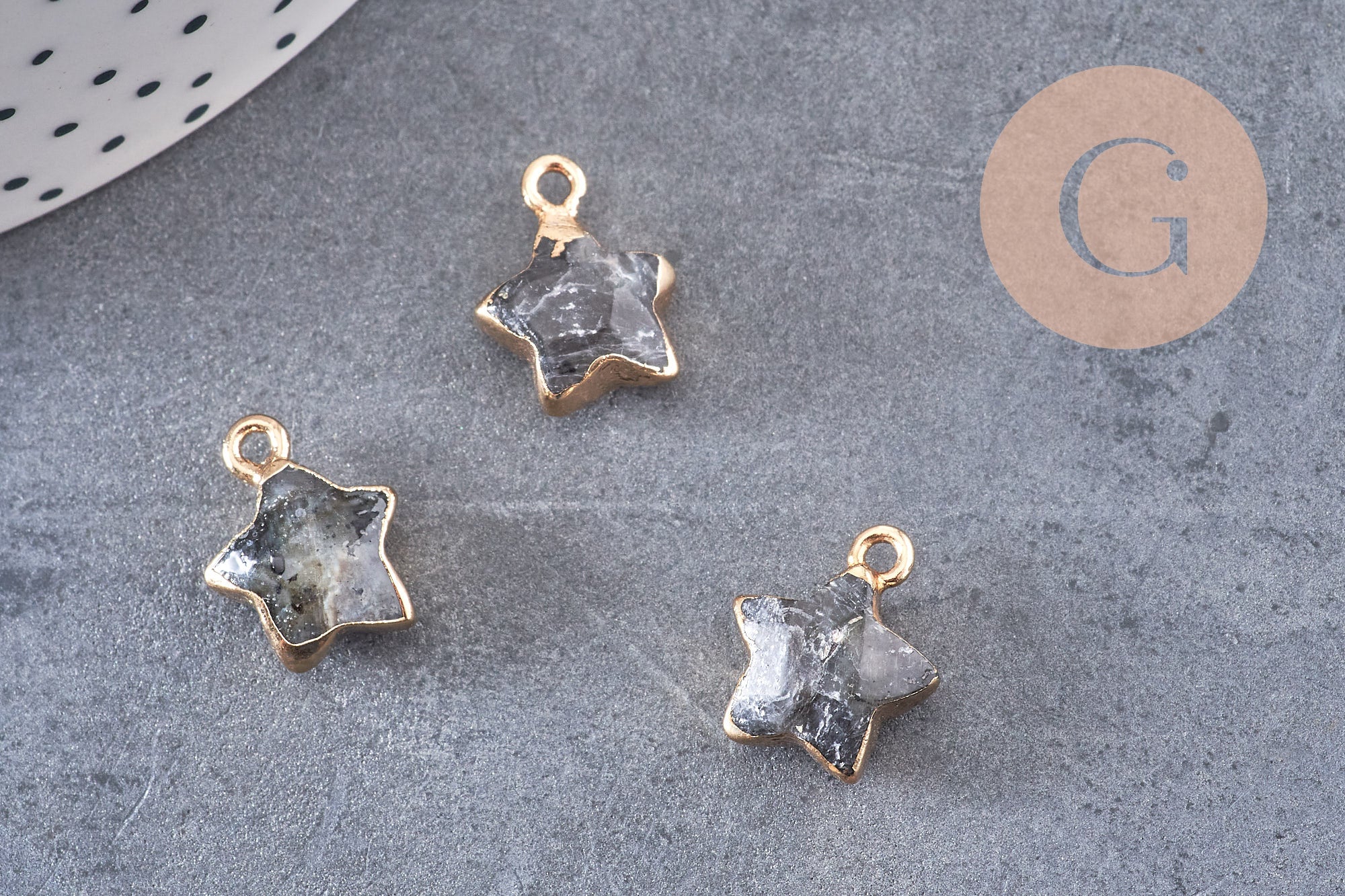Pendentif étoile labradorite naturelle facettes 17mm, x1 (G3944)