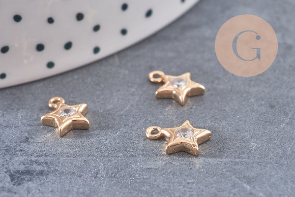 Pendentif étoile laiton doré cristal zircon 10.5mm, x1 G5683