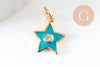 Pendentif étoile laiton doré émaillé et zircon 12x10.5mm, x1 (G3576)