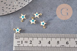 Pendentif étoile oeil protecteur acier 304 inoxydable doré 9mm, x10 (G10556)