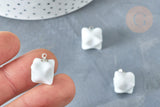 Pendentif étoile porcelaine blanc doré laiton platine 14.5mm, pendentif pour fabrication bijoux, x1 (G8184)