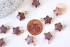 Pendentif étoile quartz fraise naturelle facettes 17mm,pendentif bijoux pierre naturelle, x1 (G5636)