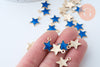 Pendentif étoile zamac doré résine bleue 15mm,pendentif doré pour création de bijoux,x5 G6104