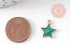 Pendentif étoile zamac doré résine verte 15mm,pendentif doré pour création de bijoux, x5 (G6099)