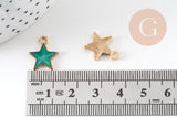 Pendentif étoile zamac doré résine verte 15mm,pendentif doré pour création de bijoux, x5 (G6099)