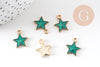 Pendentif étoile zamac doré résine verte 15mm,pendentif doré pour création de bijoux, x5 (G6099)