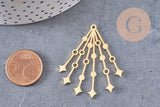 Pendentif étoiles acier 304 inoxydable doré 43.5mm, x1 (G6164)