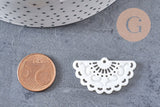 Pendentif éventail nacre blanche naturelle doré,pendentif nacre coquillage blanc, 34.5mm, x1 (G3915)