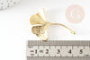 Pendentif feuille Ginkgo laiton brut 43mm, breloque laiton brut pour création bijou nature x1 (G9266)