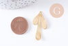 Pendentif feuille brossé laiton doré 18K 35.5mm, x1 (G6259)