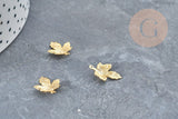 Pendentif feuille d'érable en acier 304 inoxydable doré 15mm, x5 (G4610)