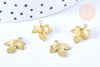 Pendentif feuille érable relief laiton brut 15x12mm, x5 (G6551)