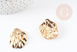 Pendentif feuille fer doré 30.5mm,bijou doré inspiration végétale sans nickel, x2 G3894
